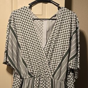 BloomChic Green and White Chevron Top